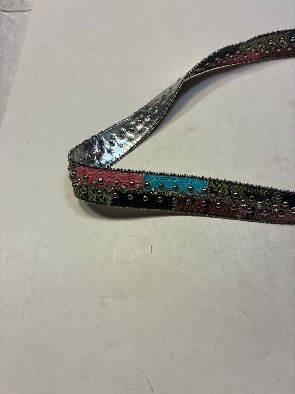 Guess Style 958006 Multicolor Faux Snakeskin Patchwork Rhinestone Studded Belt S